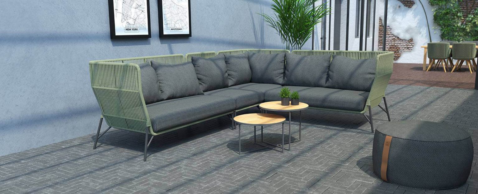 Garten-Sofa Set | Altoro Modular Living - Grünes Rope-Geflecht